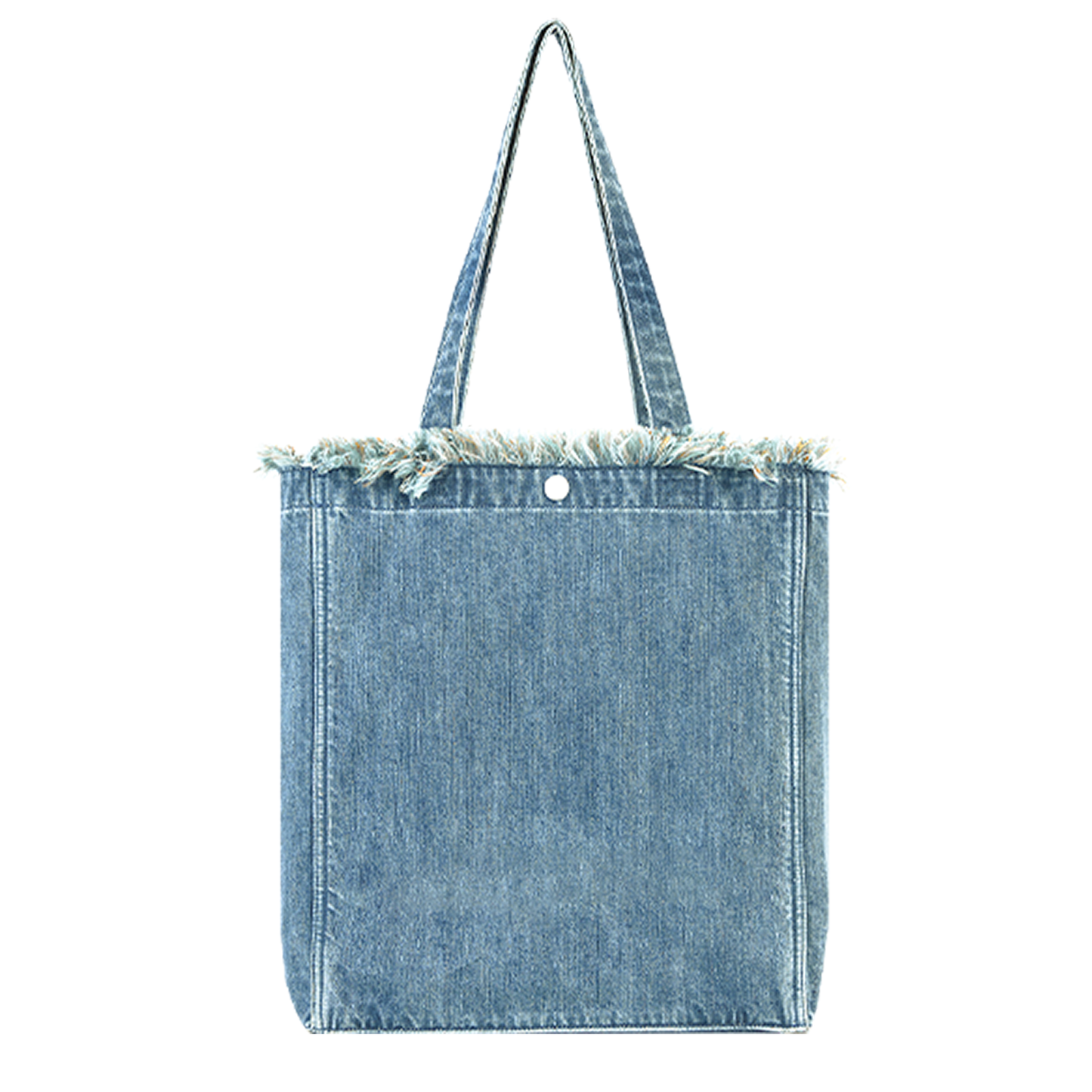 DENIM MUSEUM Forest of Solitude Denim Tote - Dreifache Blautöne, inspiriert von der Mystik der Natur, mit verträumtem Fransendetail