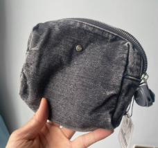 Original Dark Denim Coin Pouch with Metallic Crescent and Chain Keyring - Edgy and Modern Design for Unisex