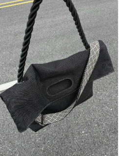 Original Denim Tote Bag Design with Dark Gray Denim and Unique Rope Handle - Modern, Casual for Daily Outings, Work, Casual Activities, Ideal for Carrying Essentials in a Practical and Stylish Way for Men