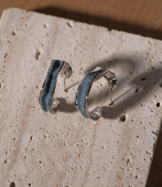 Original Denim Hoop Earrings with Silver-Toned Design - Chic Contemporary Style for Casual Wear, Special Occasions, and Everyday Styling, Offering Lightweight and Versatile Elegance for Women