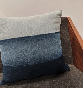 Original Denim and Cotton Pillow Set with Two-Tone Blue Design - Modern, Comfortable, and Versatile for Bedroom or Living Room for Unisex