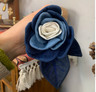 Trendy Denim Flower Keychain with Elegant Petal Design - Feminine, Chic Style for Everyday Carry and Fashion Accessories for Unisex