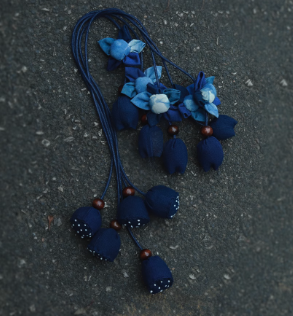 Original Denim Flower Ornaments with Fabric Blossoms and Wooden Accents - Handmade Artistic Design for Home Decor and Nature Lovers for Unisex