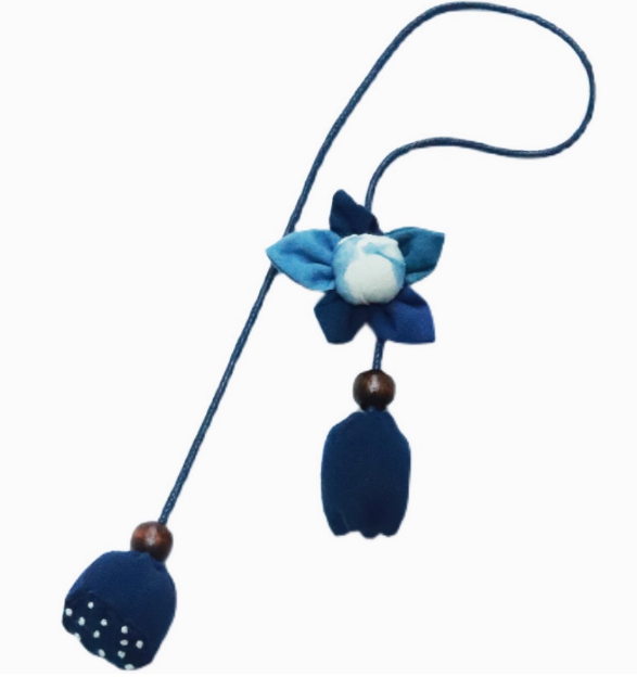 Original Denim Flower Ornaments with Fabric Blossoms and Wooden Accents - Handmade Artistic Design for Home Decor and Nature Lovers for Unisex