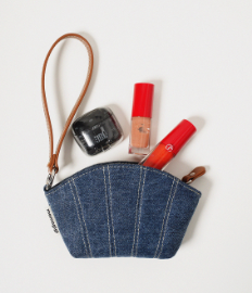 Original Denim Coin Purse with Leather Strap - Stylish and Practical Design for Daily Carry for Women