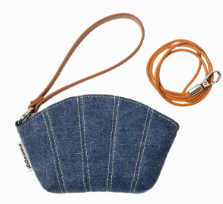 Original Denim Coin Purse with Leather Strap - Stylish and Practical Design for Daily Carry for Women