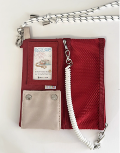 Trendy Crossbody Phone Card Holder with Pastel Pink and Blue Fabric, Plush Charm, and Clear ID Window - Kawaii, Practical, Stylish Design , Ideal for Daily Outings, Travel, and Casual Wear for Women