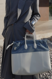 Original Denim and Leather Tote Bag Design with White Leather Accents and Soft, Roomy Design - Stylish, Casual for Daily Use, Shopping, Weekend Getaways, Ideal for Adding Versatility and Comfort to Your Everyday Look for Women
