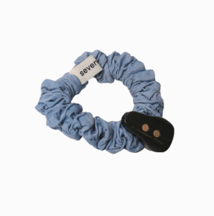 Trendy Hair Tie with Distressed Denim and Pearl Detail- Casual, Vintage, Artistic Design, Perfect for Daily Wear, Casual Outings, and Creative Styling for Women