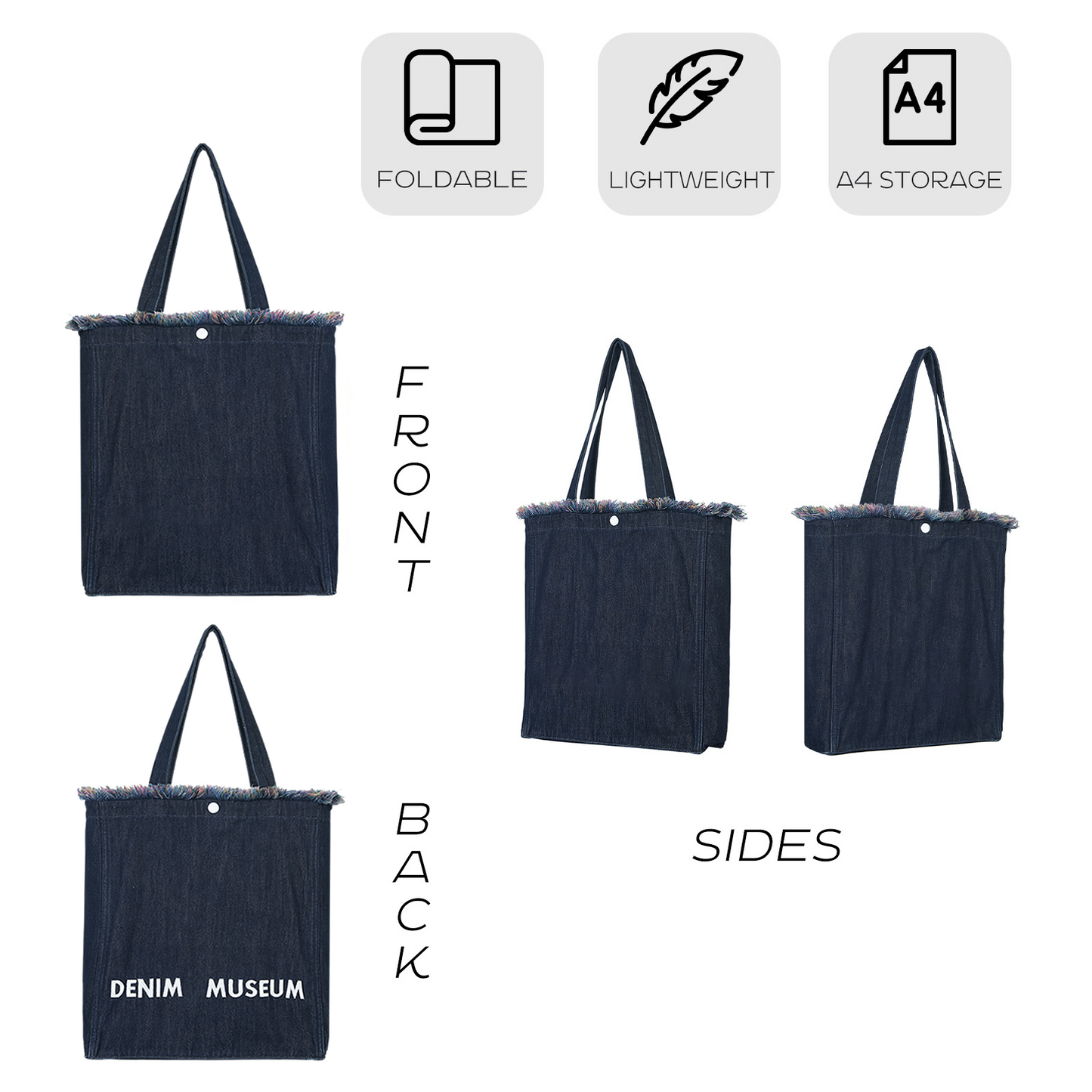 DENIM MUSEUM Forest Glow Series - Denim-Tasche mit Quaste, verträumter Natur-Stil, ätherische künstlerische Wahl