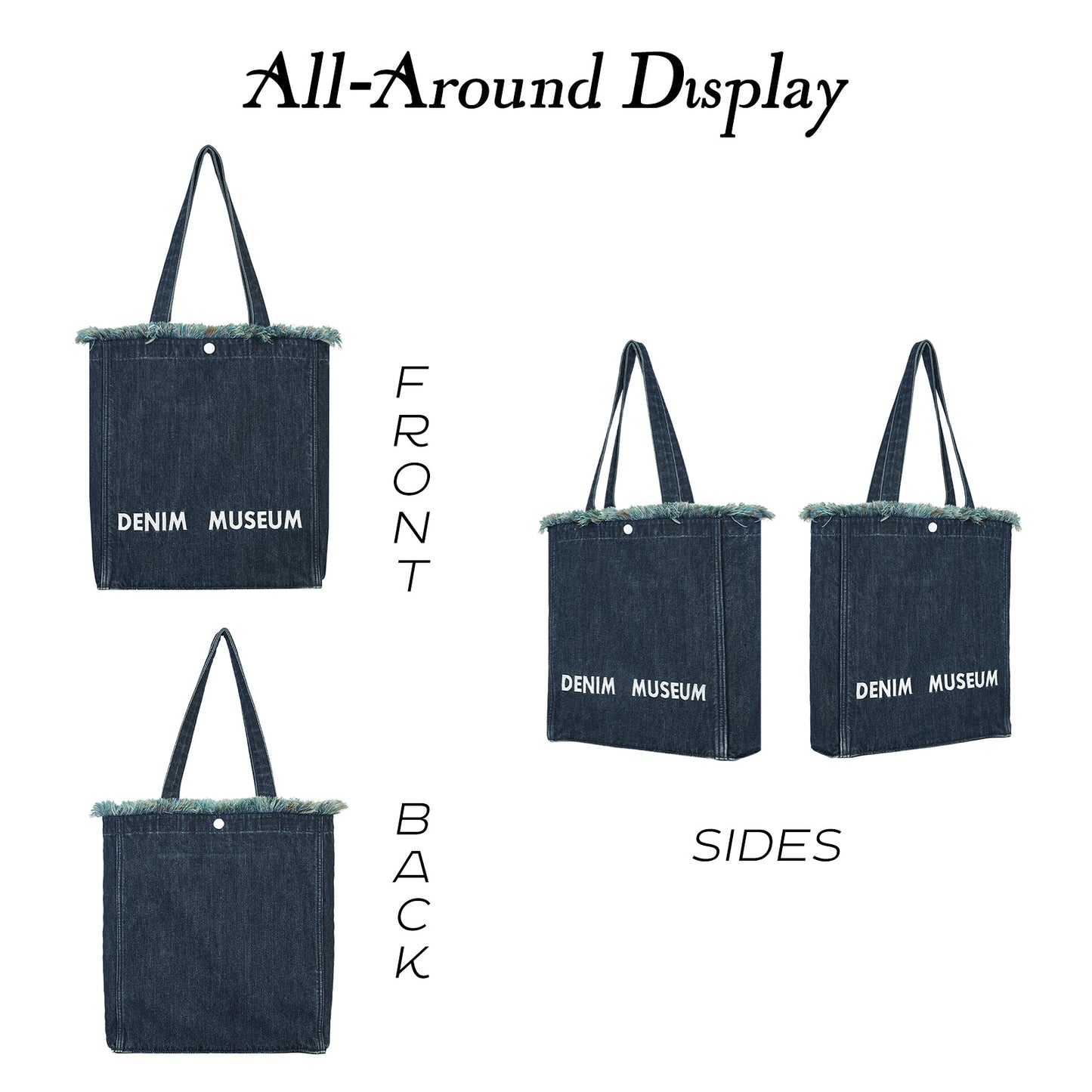Tas Tote Denim Forest of Solitude DENIM MUSEUM – Tiga Nuansa Biru Terinspirasi oleh Misteri Alam, dengan Detail Pinggiran yang Indah