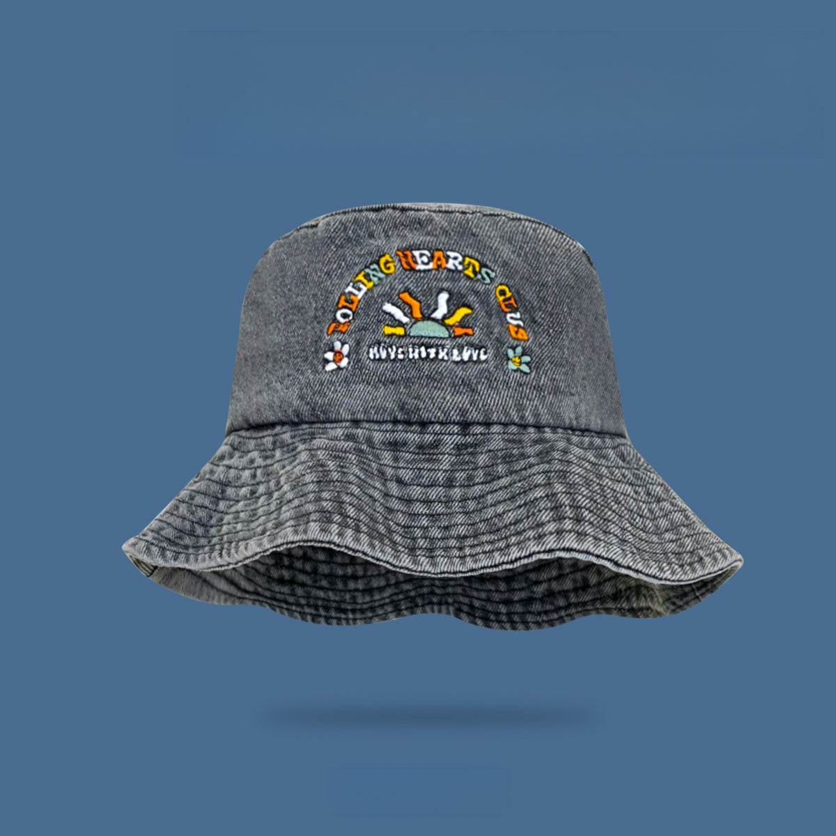 Trendy "SUNSHINE CLUB" Denim Bucket Hat - A Fun and Stylish Designed Summer Essential for Unisex