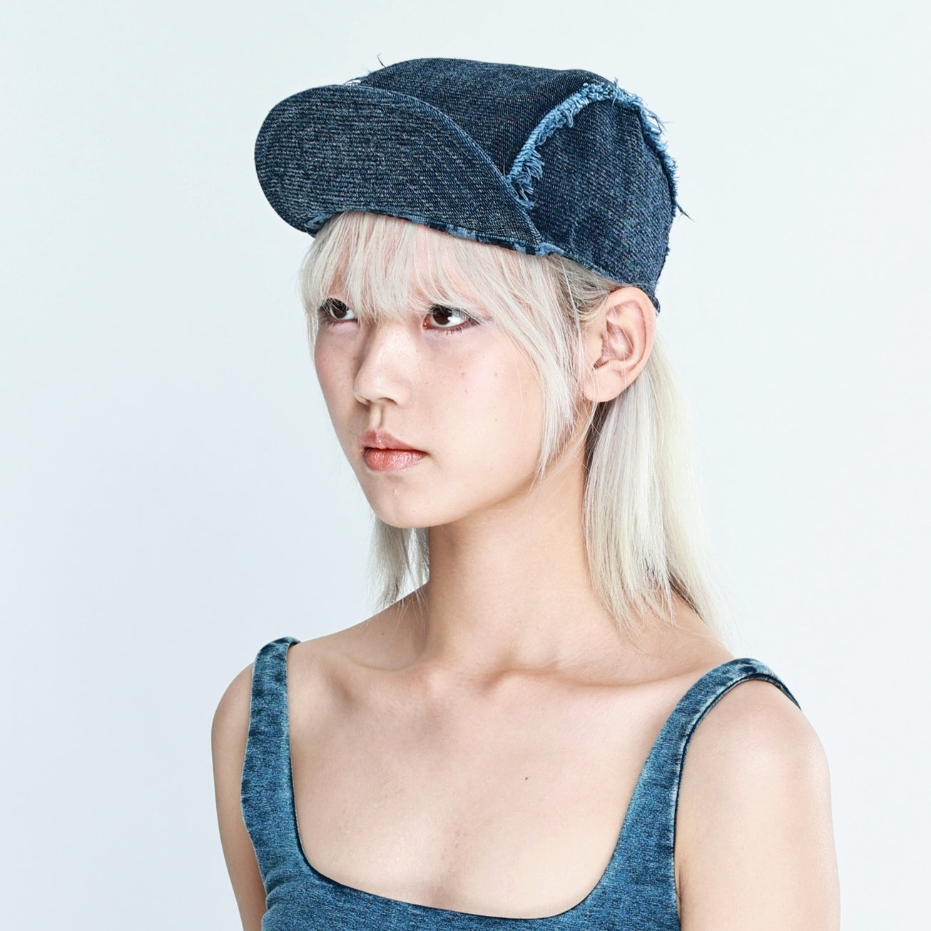 Trendy Dark Blue Flat Cap with Distressed Edges - Casual, Trendy Design, Durable and Adjustable for Casual Wear, Street Style, and Everyday Outings for Women