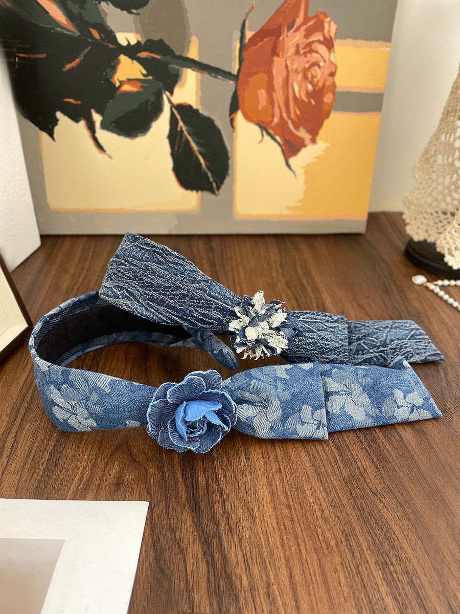 Original Denim Flower Headband - Stylish and Chic Design, Ideal for Daily Wear and Casual Outings for Women