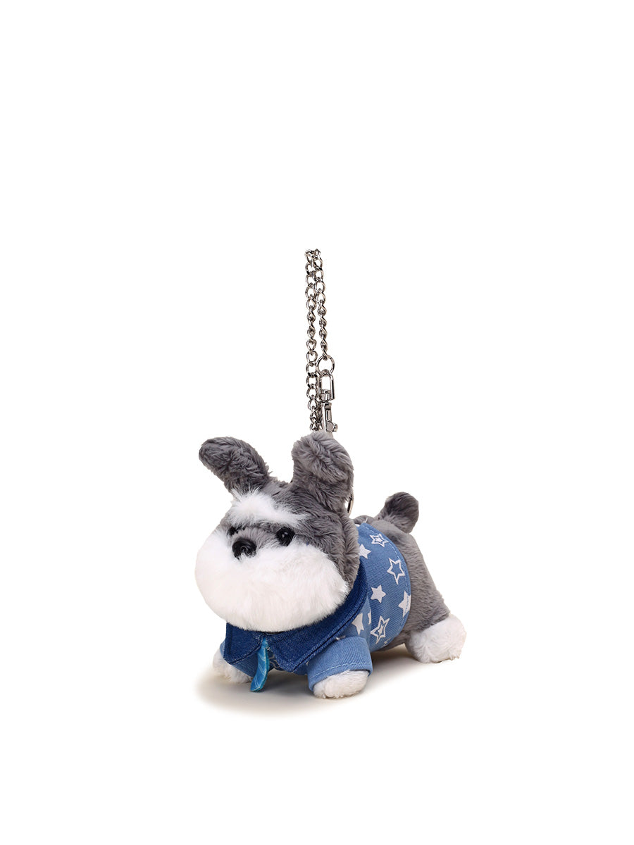 Original Plush Keychain with Soft Plush Dogs Dressed in Denim Outfits - Cute, Collectible, Stylish Design, Adds Charm and Personality to Keys, Bags, and Accessories for Unisex