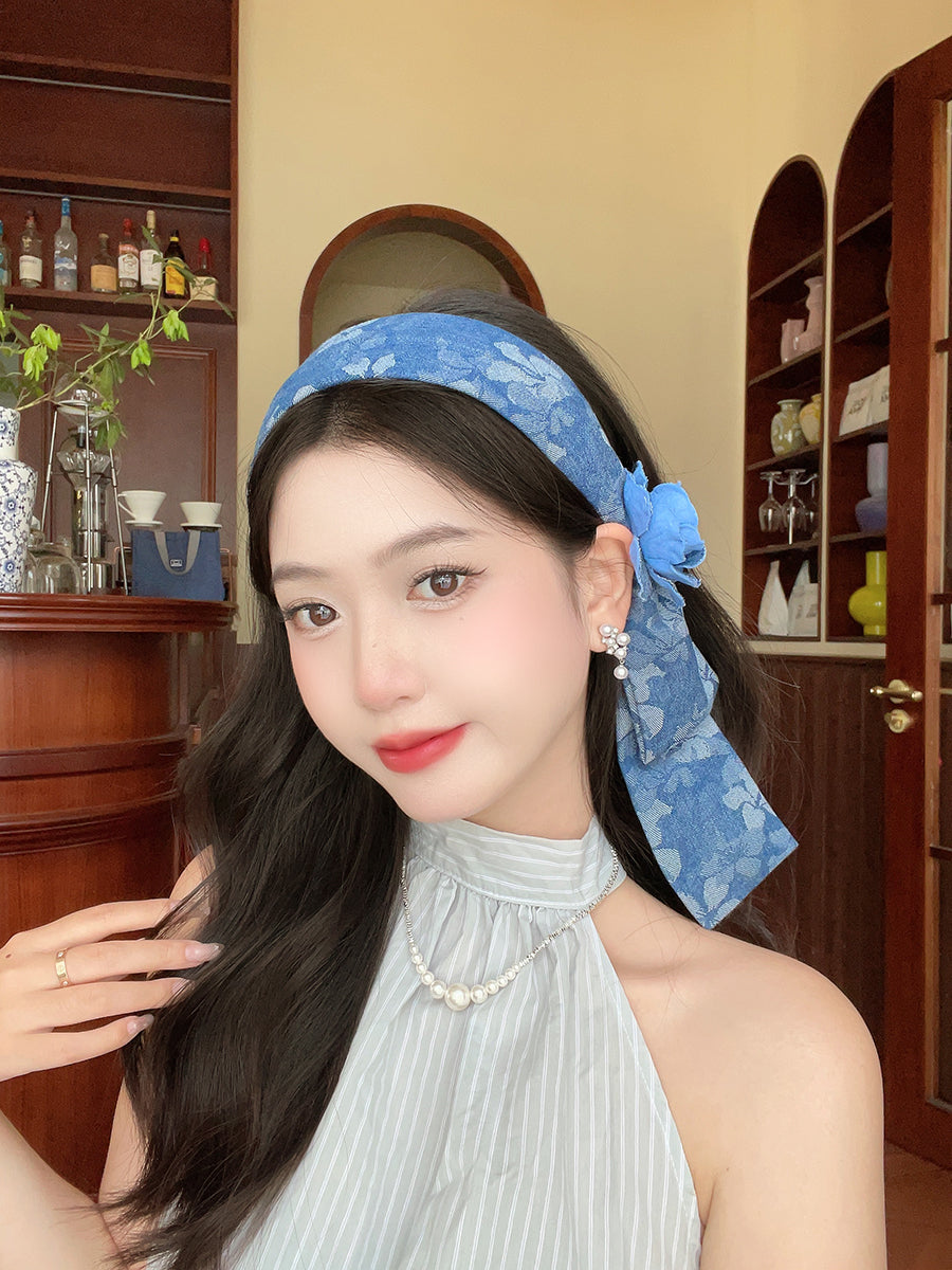 Original Denim Flower Headband - Stylish and Chic Design, Ideal for Daily Wear and Casual Outings for Women