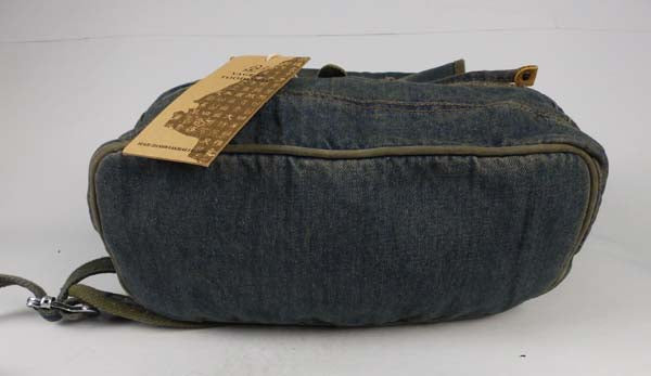 Original Distressed Denim Backpack with Buckle Strap and Patch Details - Rugged and Stylish Design, Ideal for Daily Wear and Travel for Unisex