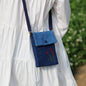 Original Denim Plaid Mini Crossbody Phone Bag with Button Closure - Compact, Stylish Design for Daily Outings, Ideal for Women