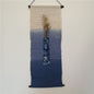 Original Denim Style Burlap Texture Wall Hanging with Indigo-Dyed Geometric and Floral Accents - Artistic and Minimalist Design for Home Decor, Meditation Spaces, and Cultural Aesthetics for Unisex