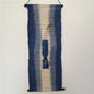 Original Denim Style Burlap Texture Wall Hanging with Indigo-Dyed Geometric and Floral Accents - Artistic and Minimalist Design for Home Decor, Meditation Spaces, and Cultural Aesthetics for Unisex