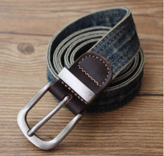 TOriginal Denim Belt with Bronze-tone Buckle and Rivet Accents - Rugged, Stylish Design for Men, Ideal for Casual Wear and Everyday Use for Unisex