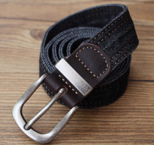 TOriginal Denim Belt with Bronze-tone Buckle and Rivet Accents - Rugged, Stylish Design for Men, Ideal for Casual Wear and Everyday Use for Unisex