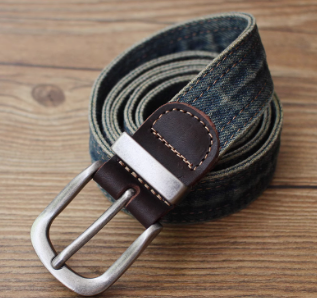 TOriginal Denim Belt with Bronze-tone Buckle and Rivet Accents - Rugged, Stylish Design for Men, Ideal for Casual Wear and Everyday Use for Unisex