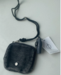 Original Dark Denim Coin Pouch with Metallic Crescent and Chain Keyring - Edgy and Modern Design for Unisex