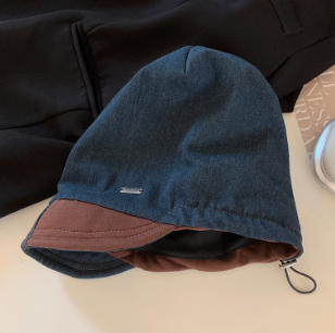 Original Denim Patchwork Slouch Beanie Cap with Relaxed Fit - Trendy Streetwear Style for Casual Wear and Urban Fashion for Women