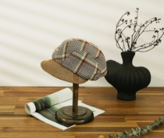 Trendy Patchwork Beret Cap with Colorful Plaid Patches and Straw Brim - Unique Streetwear Design for Casual Outings and Outdoor Events for Unisex