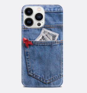 Original Denim Phone Case with Distressed Pocket Design - Trendy, Practical Style, Ideal for Casual Look and Protection for Unisex