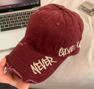 Original Distressed Denim Baseball Cap with Embroidered Text - Trendy and Casual Design, Ideal for Casual Wear and Outdoor Activities for Women