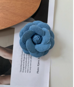 Original Denim Brooch Design with Handcrafted Denim Rose and Frayed Edges - Artistic, Vintage, Handmade for Casual Wear, Fashion Accessories, Special Occasions, Ideal for Adding a Touch of Rustic Charm and Elegance to Any Outfit for Women