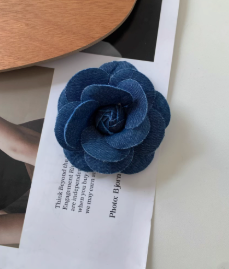 Original Denim Brooch Design with Handcrafted Denim Rose and Frayed Edges - Artistic, Vintage, Handmade for Casual Wear, Fashion Accessories, Special Occasions, Ideal for Adding a Touch of Rustic Charm and Elegance to Any Outfit for Women