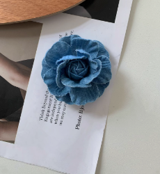Original Denim Brooch Design with Handcrafted Denim Rose and Frayed Edges - Artistic, Vintage, Handmade for Casual Wear, Fashion Accessories, Special Occasions, Ideal for Adding a Touch of Rustic Charm and Elegance to Any Outfit for Women