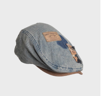 Original Denim Baseball Cap Design with Patchwork Denim and Heart-Shaped Leather Appliqu√©s - Vintage, Artistic for Casual Wear, Street Fashion, Statement Styling, Ideal for Adding a Creative and Nostalgic Touch to Any Outfit for Unisex