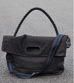 Original Denim Tote Bag Design with Dark Gray Denim and Unique Rope Handle - Modern, Casual for Daily Outings, Work, Casual Activities, Ideal for Carrying Essentials in a Practical and Stylish Way for Men