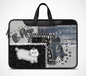 Denim Style PU Original Patchwork Laptop Bag Design with Denim and Fabric Mix and Unique Cat Design - Artistic, Quirky for Daily Use, Work, Travel, Ideal for Adding Creativity and Durability to Your Daily Essentials for Unisex