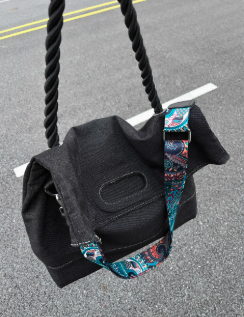 Original Denim Tote Bag Design with Dark Gray Denim and Unique Rope Handle - Modern, Casual for Daily Outings, Work, Casual Activities, Ideal for Carrying Essentials in a Practical and Stylish Way for Men