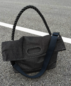 Original Denim Tote Bag Design with Dark Gray Denim and Unique Rope Handle - Modern, Casual for Daily Outings, Work, Casual Activities, Ideal for Carrying Essentials in a Practical and Stylish Way for Men