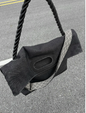 Original Denim Tote Bag Design with Dark Gray Denim and Unique Rope Handle - Modern, Casual for Daily Outings, Work, Casual Activities, Ideal for Carrying Essentials in a Practical and Stylish Way for Men