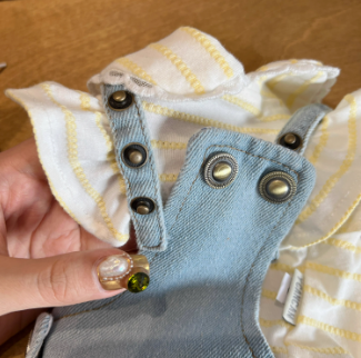 Original Denim Pet Dress with Ruffled Skirt and Straps - Vintage Cute Style for Daily Wear and Photoshoots for Pets