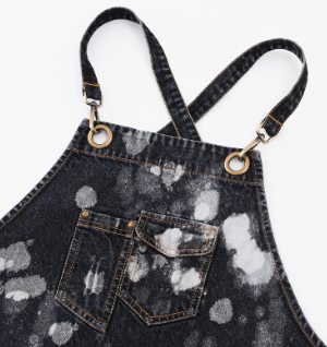 Trendy Black Denim Apron with White Splatter Design - Practical, Stylish, and Durable, Ideal for Cooking, Crafting, and DIY Projects  for Unisex