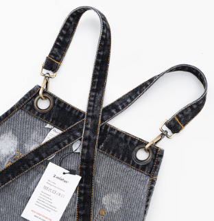 Trendy Black Denim Apron with White Splatter Design - Practical, Stylish, and Durable, Ideal for Cooking, Crafting, and DIY Projects  for Unisex