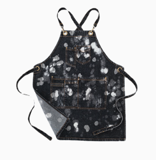 Trendy Black Denim Apron with White Splatter Design - Practical, Stylish, and Durable, Ideal for Cooking, Crafting, and DIY Projects  for Unisex