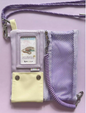Trendy Crossbody Phone Card Holder with Pastel Pink and Blue Fabric, Plush Charm, and Clear ID Window - Kawaii, Practical, Stylish Design , Ideal for Daily Outings, Travel, and Casual Wear for Women