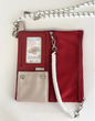 Trendy Crossbody Phone Card Holder with Pastel Pink and Blue Fabric, Plush Charm, and Clear ID Window - Kawaii, Practical, Stylish Design , Ideal for Daily Outings, Travel, and Casual Wear for Women