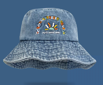 Trendy "SUNSHINE CLUB" Denim Bucket Hat - A Fun and Stylish Designed Summer Essential  for Unisex