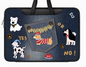 Denim Style PU Trendy Laptop Bag with Playful Patchwork and Embroidered Dog Scene - Cute, Casual, Artistic Style, Laptop Protection, Organization, Portability for Work, School, and Travel for Unisex