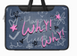 Denim Style PU Trendy Laptop Bag with Playful Patchwork and Embroidered Dog Scene - Cute, Casual, Artistic Style, Laptop Protection, Organization, Portability for Work, School, and Travel for Unisex